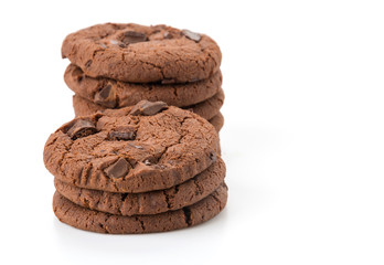 soft dark chocolate brownie cookies on white