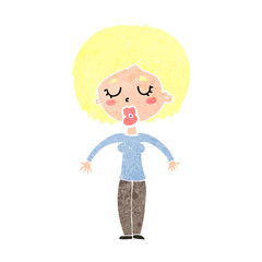 cartoon woman with closed eyes