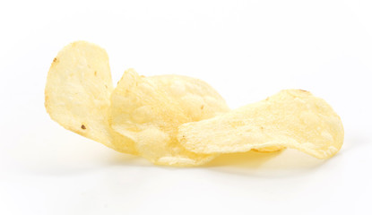 potato chips on white background
