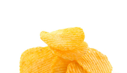 potato chips on white background