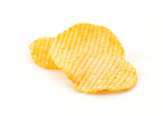 potato chips on white background