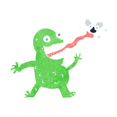 cartoon frog catching fly