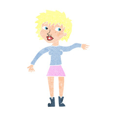cartoon friendly woman waving