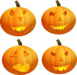 Halloween pumpkin set . Scary Jack. Vector