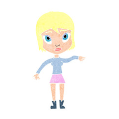 cartoon woman waving hand