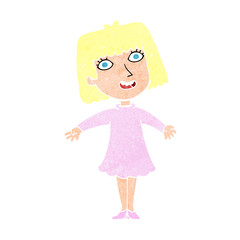 cartoon happy woman in dress