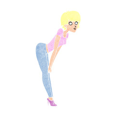 cartoon woman looking at something