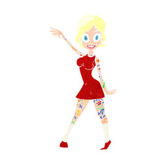 cartoon woman with tattoos