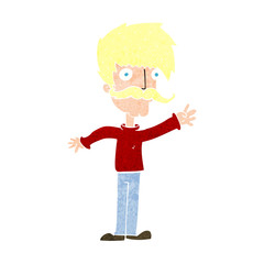 cartoon waving mustache man