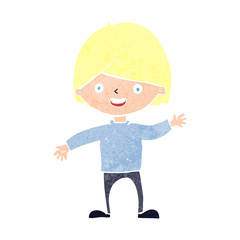 cartoon waving boy