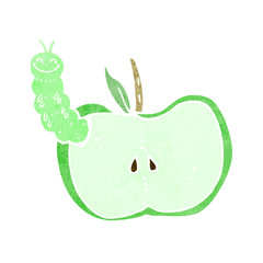 cartoon apple with bug
