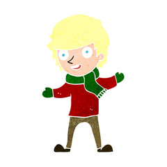 cartoon boy in winter clothes