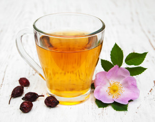 Cup of tea and dogrose