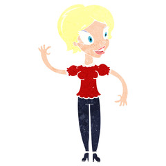 cartoon woman waving