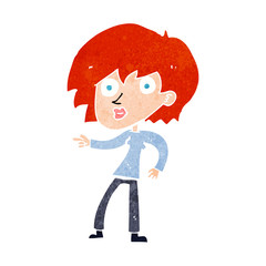 cartoon surprised woman pointing