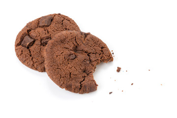 soft dark chocolate brownie cookies on white