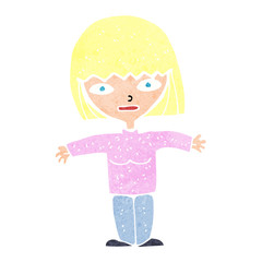 cartoon woman with open arms