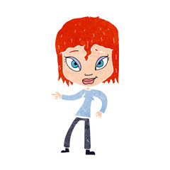 cartoon relaxed woman pointing