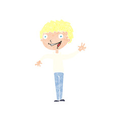 cartoon happy boy waving