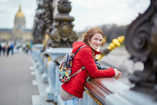 Beautiful young tourist in Paris