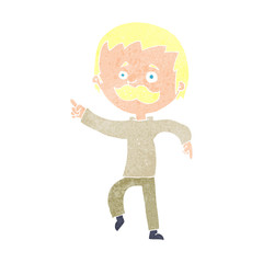 cartoon man with mustache pointing