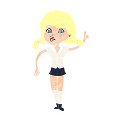 cartoon pretty woman with idea