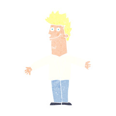 cartoon happy man with open arms