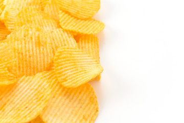 potato chips on white background