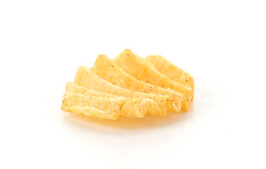 potato chips on white background