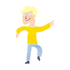 cartoon happy man pointing