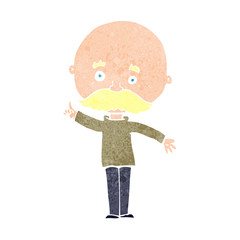 cartoon bald man with idea