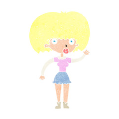 cartoon woman waving