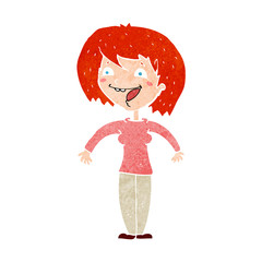 cartoon excited woman