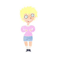 cartoon excited woman