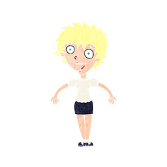 cartoon excited woman