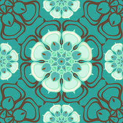 Floral blue seamless pattern