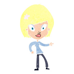 cartoon pretty woman pointing