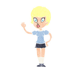 cartoon pretty girl waving