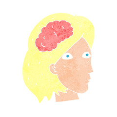 cartoon female head with brain symbol