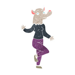 cartoon dancing werewolf woman