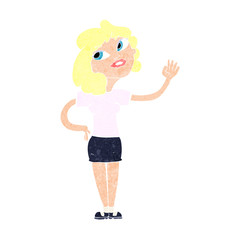 cartoon woman waving