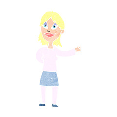 cartoon woman gesturing to show something