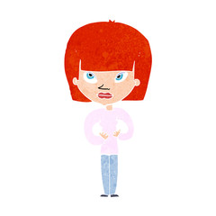 cartoon woman gesturing at herself