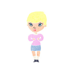 cartoon woman gesturing at self