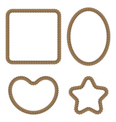 Rope geometric figures in different forms - rectangle, oval, hea