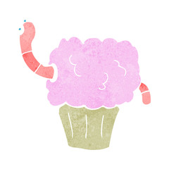 cartoon worm in cupcake