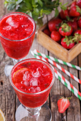 Strawberry ,cold juice from fresh berries.selective focus