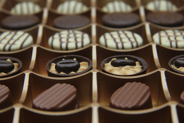 Chocolate candies in a box