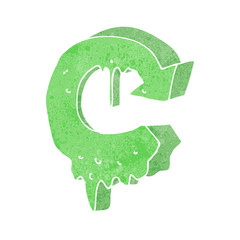 cartoon melting recycling symbol