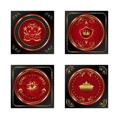 set red gold-framed labels